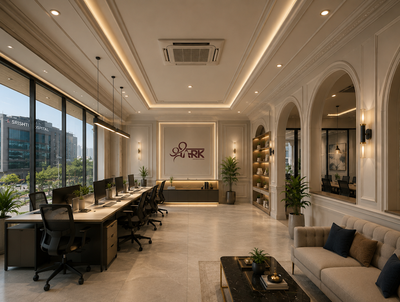 Shop and showroom interior design in Indore with arched bays