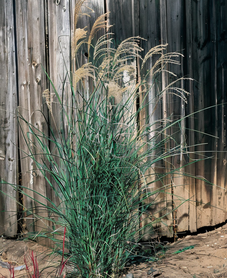 Miscanthus sinensis 'Graziella' in pieno sole con infiorescenze argentate