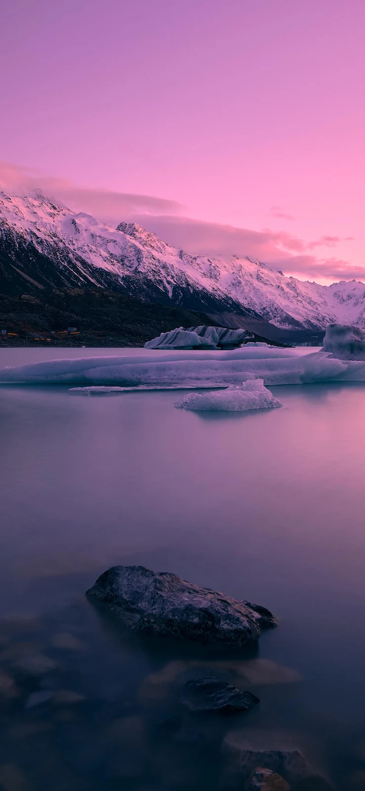 Snowy Mountains Over Glacial Lake - Landscape Photography 2K iPhone Wallpaper (1916x4151)