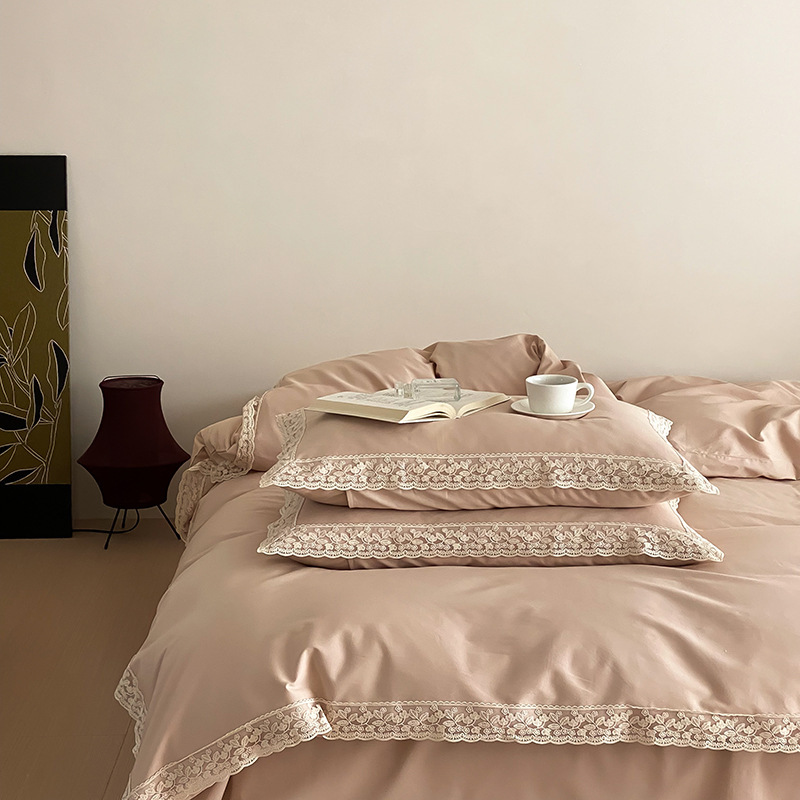 Cotton bedding set, solid color, brushed, for autumn and winter