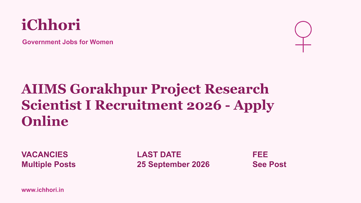 AIIMS Gorakhpur Project Research Scientist I Recruitment 2026 - Apply Online - iChhori