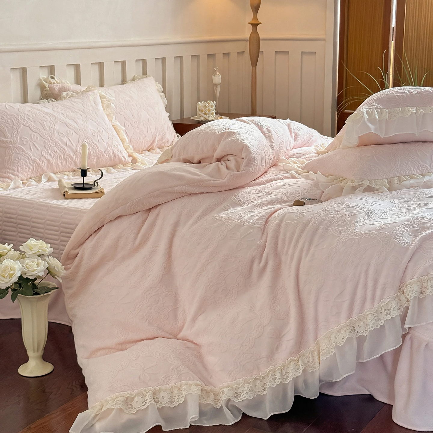 Milchfaser-Fleece Bettwäsche-Set im französischen Stil