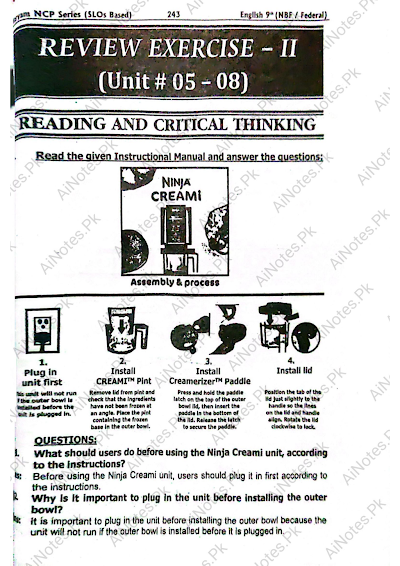 FBISE Class 9 Chapter 5-8 Review Exercise - II (Units 05-08)