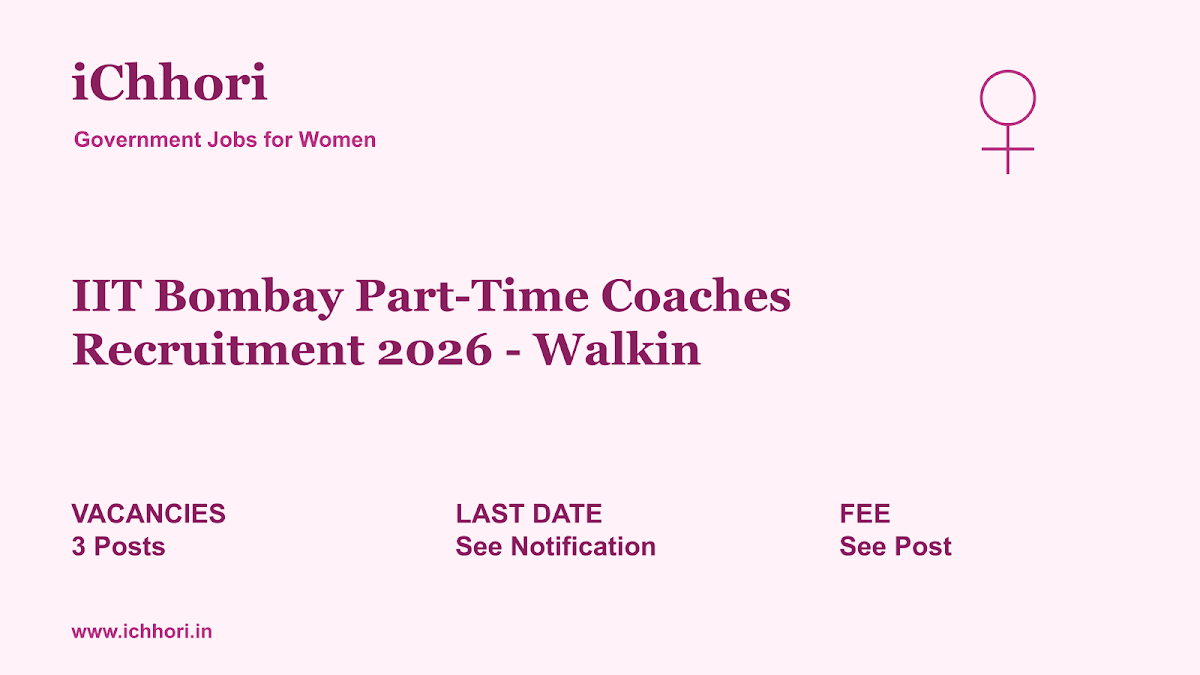IIT Bombay Part-Time Coaches Recruitment 2026 - Walkin - iChhori