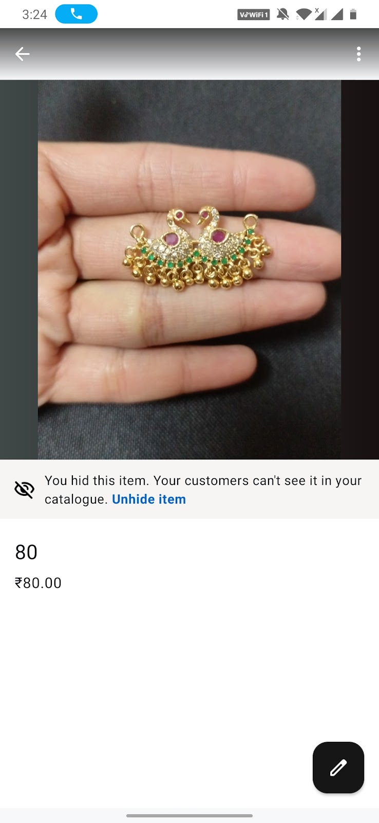 Mor Ghungru Pendent KK