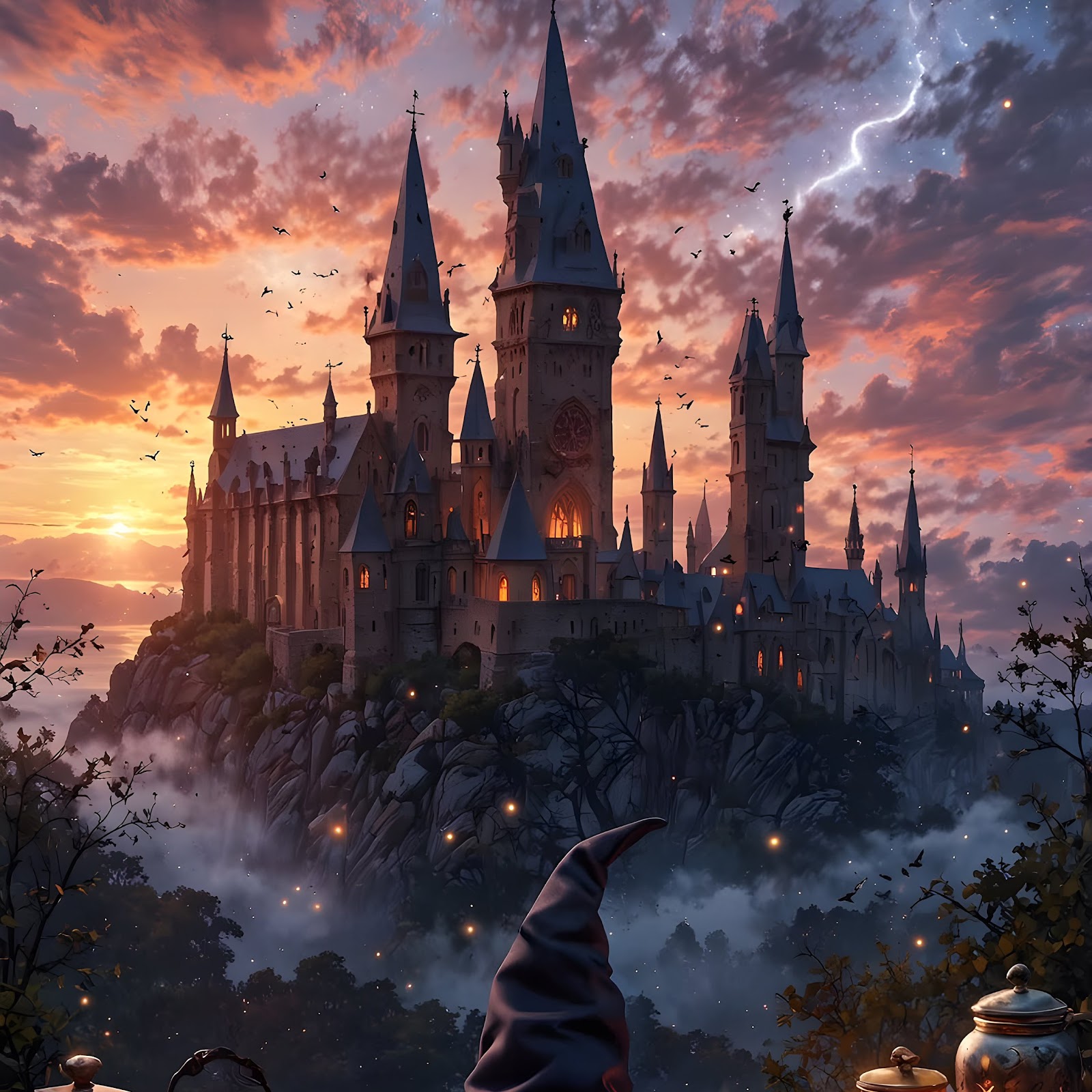 Download Fantasy Art, Magical Realism, Wizardry, Castle Illustration 4K iPhone