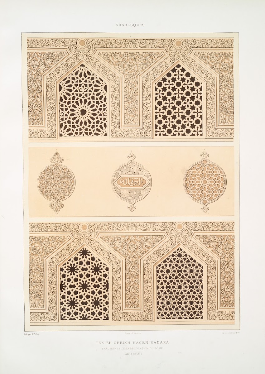 Arabesques Tekieh Cheikh Haçen Sadaka fragments de la décoration du dôme XIVe si