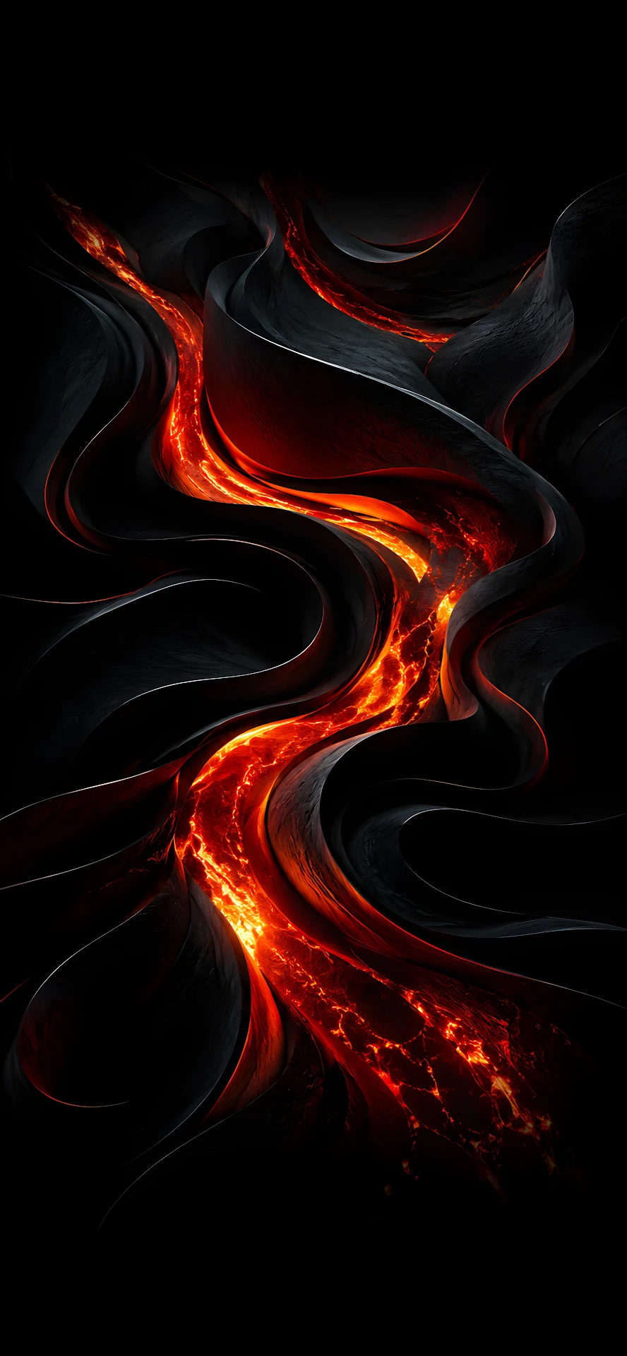 Abstract Molten Magma Dark Carbon Fluid Wallpaper - Free 4K mobile Wallpaper