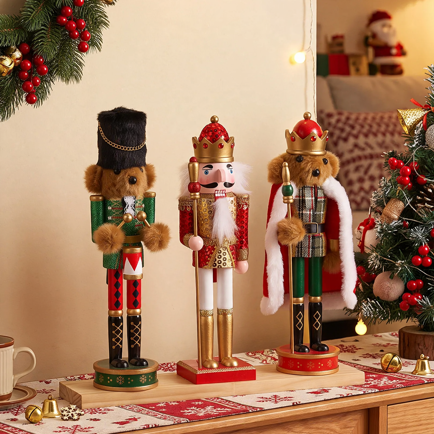 Holz-Nussknacker Figur, König oder Bär, 30 cm