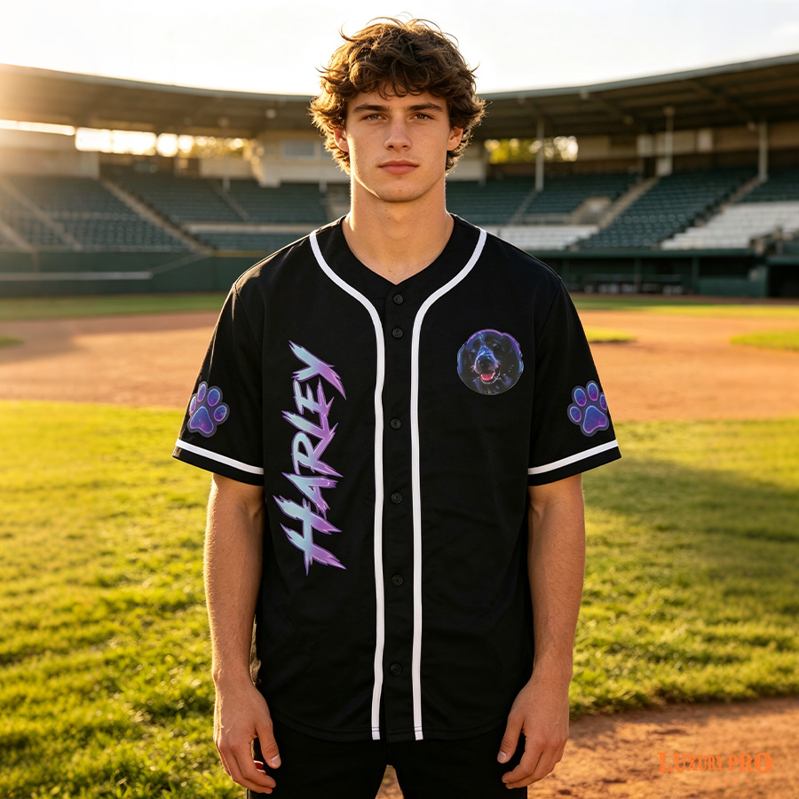 AOP KND Double Line Baseball Cardigan - Black Button