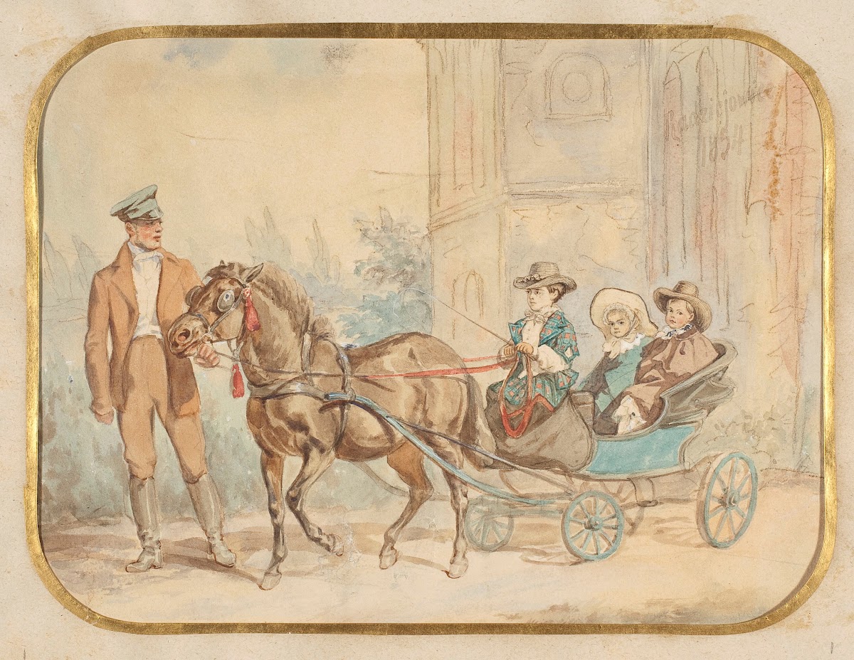 Children of Adam Krasiński Józef Kazimierz and Maria in a wagonette in Radziejow