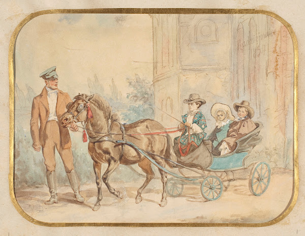 Children of Adam Krasiński Józef Kazimierz and Maria in a wagonette in Radziejow
