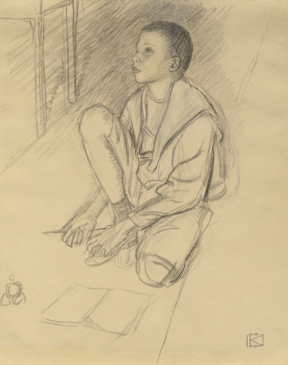 The Artists Son Wolf Crouching on the Floor 1900
