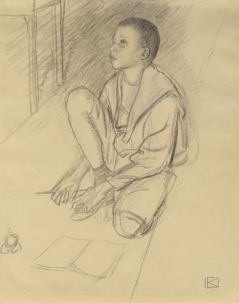 The Artists Son Wolf Crouching on the Floor 1900