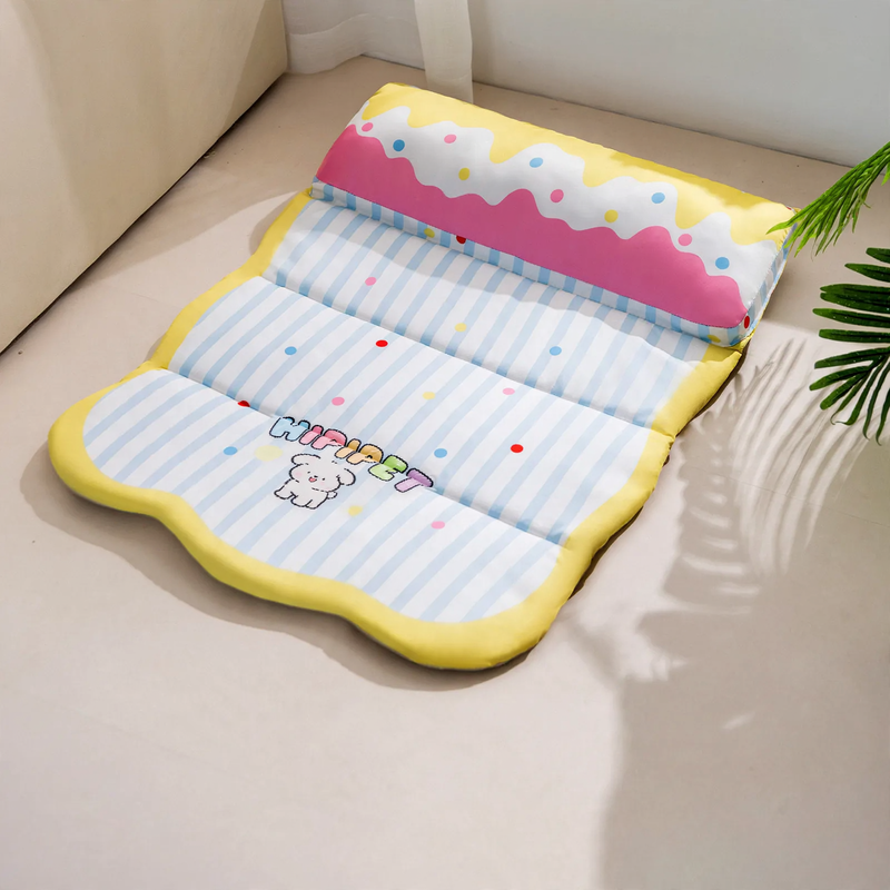 Foldable Pet Bed with Cooling Effect and Backrest