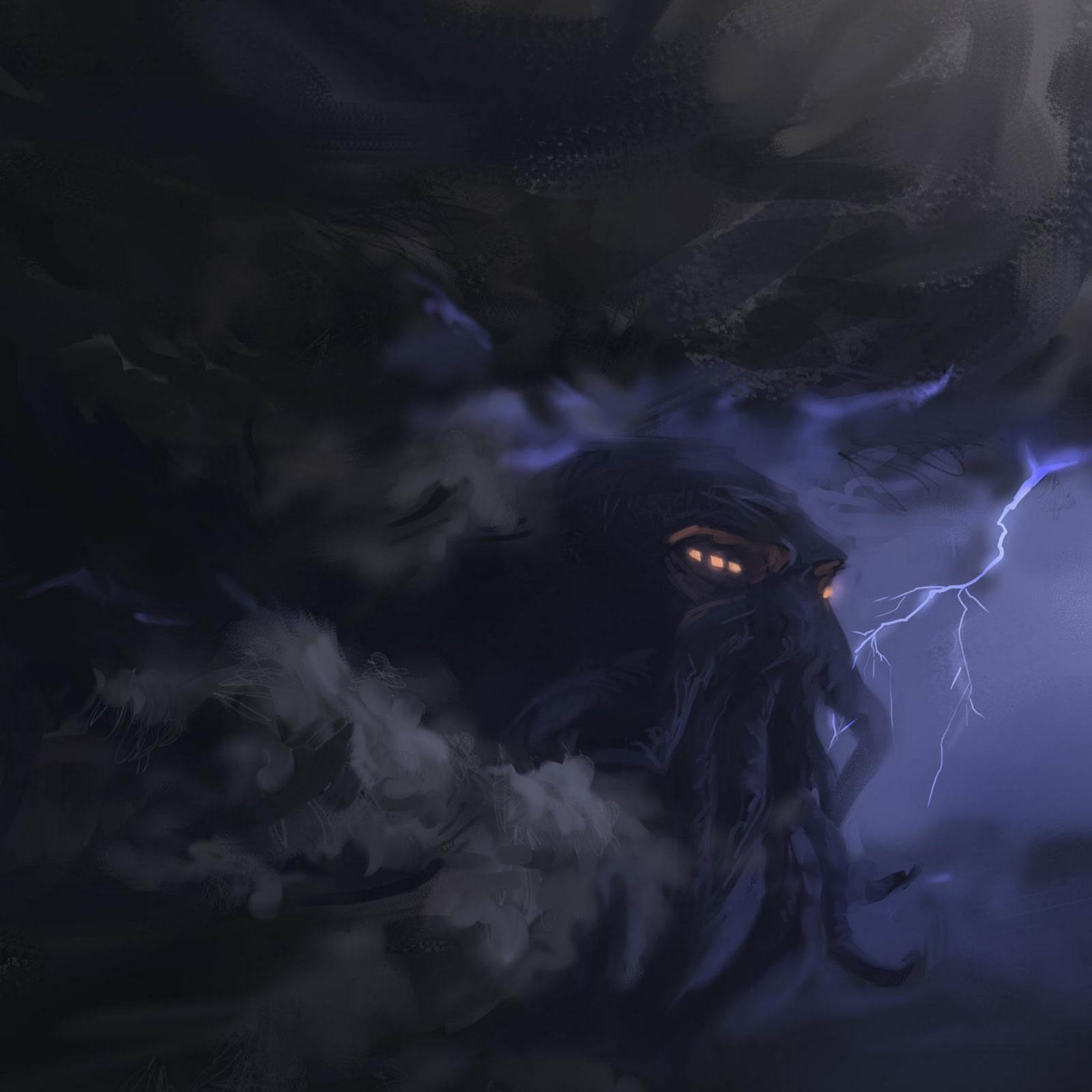 Download Cthulhu Rising Above Stormy Fields 2K iPhone