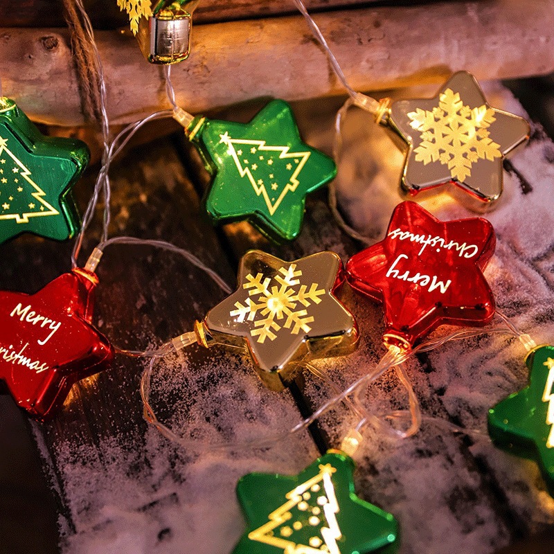 LED string lights with galvanized balls and stars