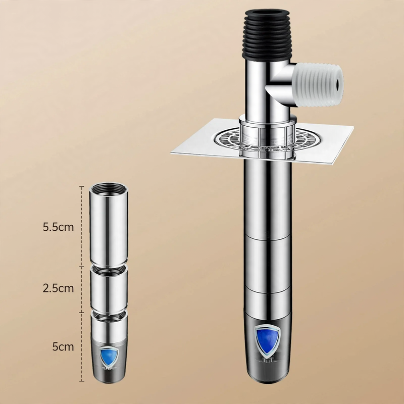 Extended drain pipe with odor protection for washing machine