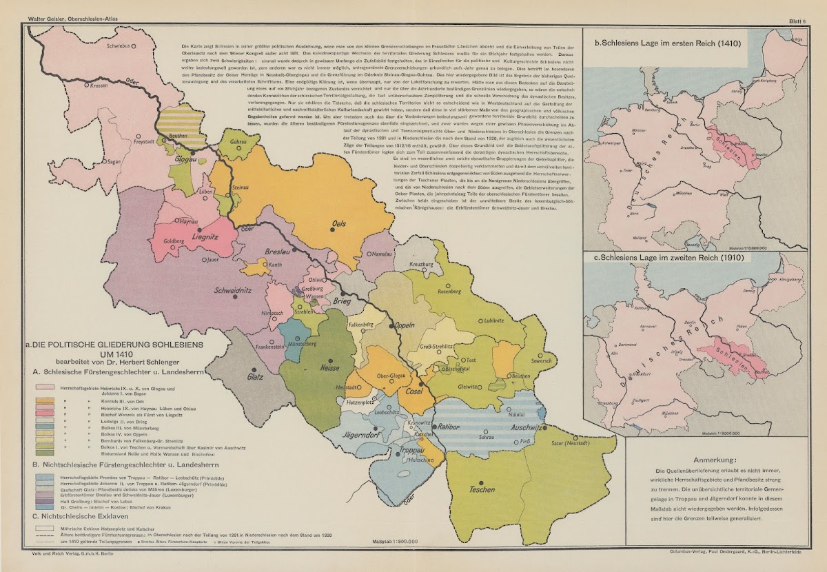 Die politische Gliederung Schlesiens um 1938