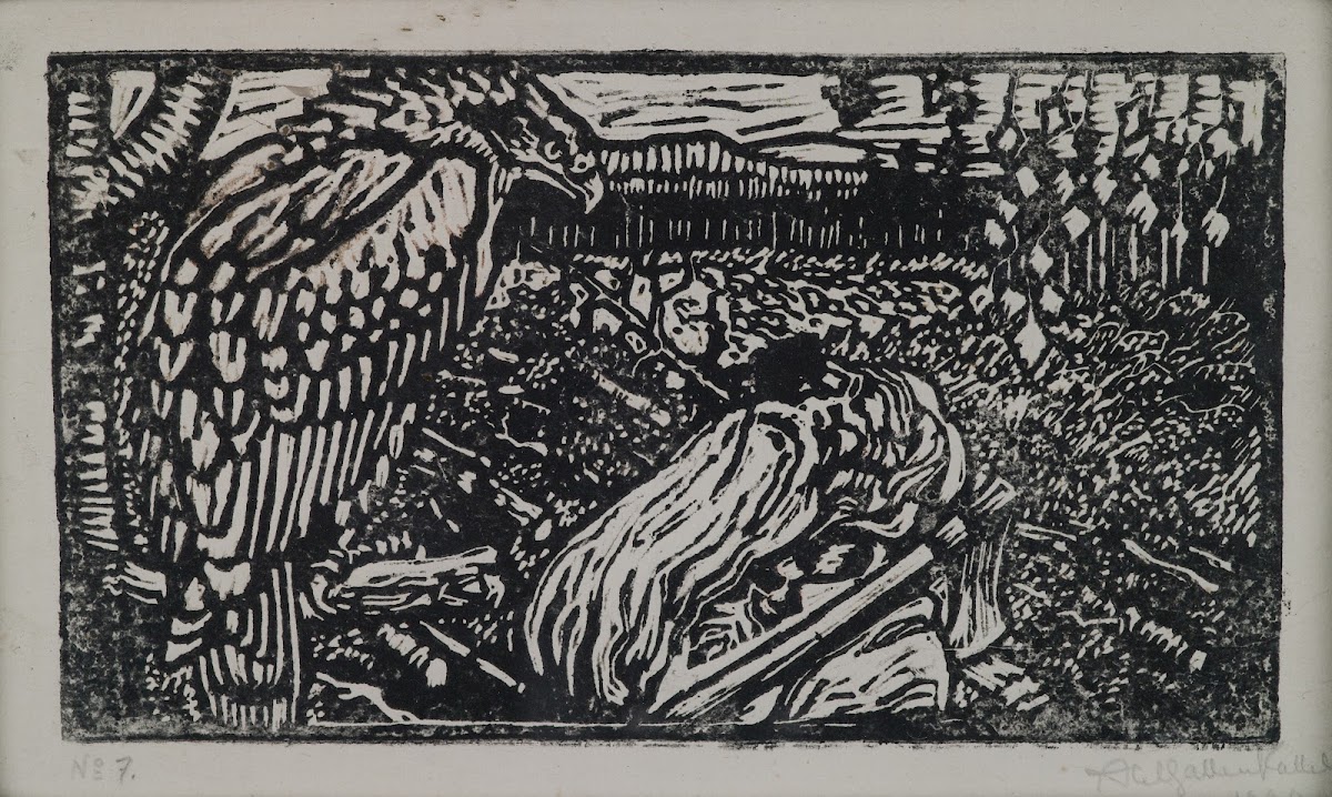 The Great Kalevala Väinämöinen and the Eagle a woodcut print between 1906 and 19