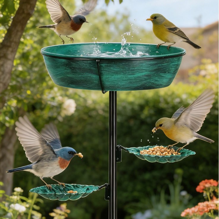 Blatt-Vogeltränke aus Eisen, 7 cm Tiefe