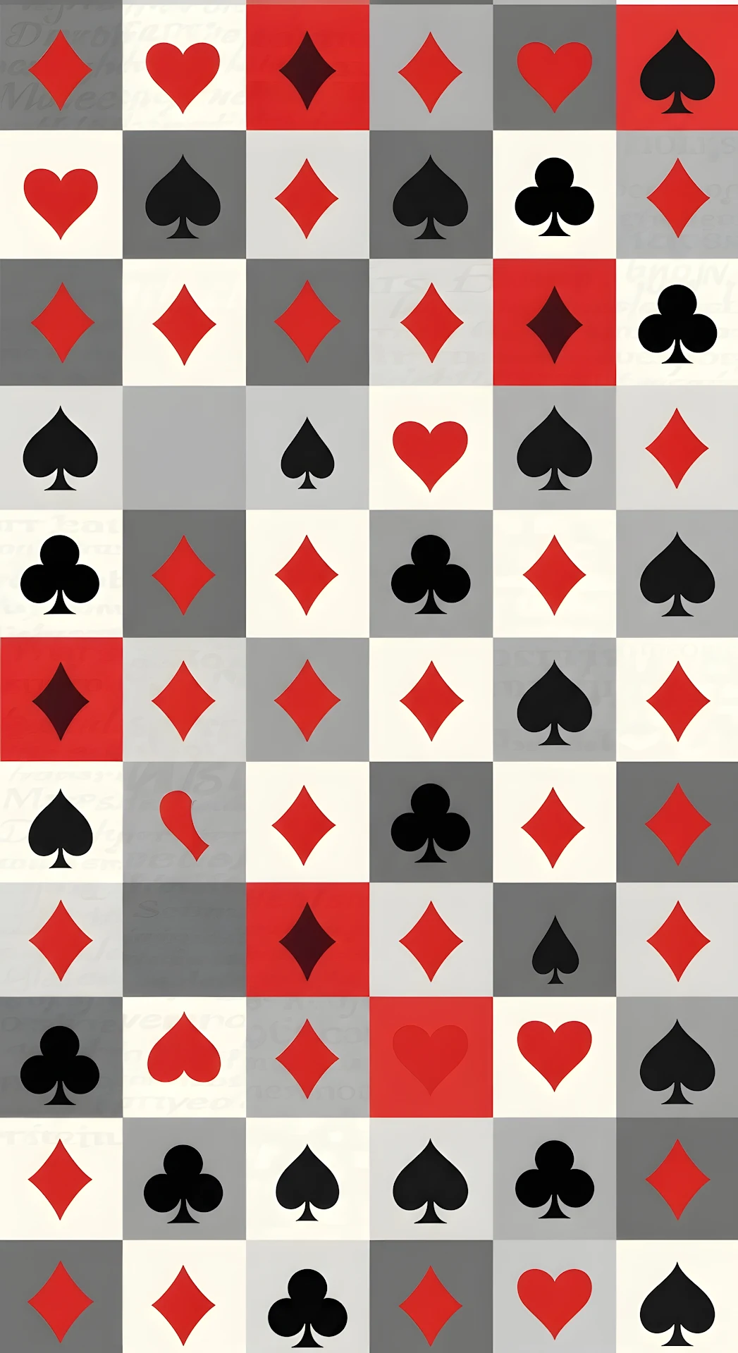Playing Card Suits Checkerboard Pattern Graphic Design - Free 4K mobile Wallpaper