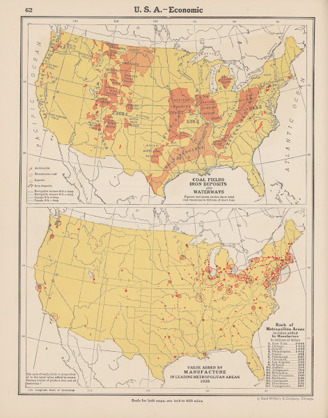 U S AEconomic Coal Fields Iron Deposits Waterways Value Added by Manufacturing 1
