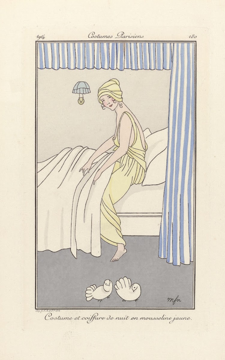 Costume et coiffure de nuit 1914