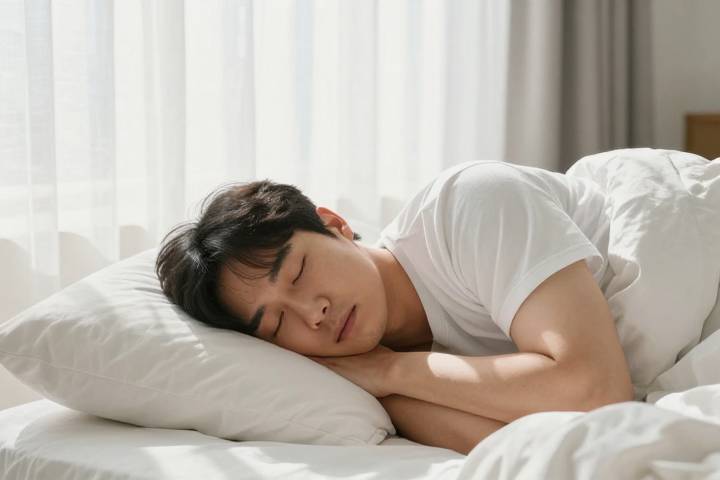 رجل كوري يستمتع بالنوم في نهاية الأسبوع