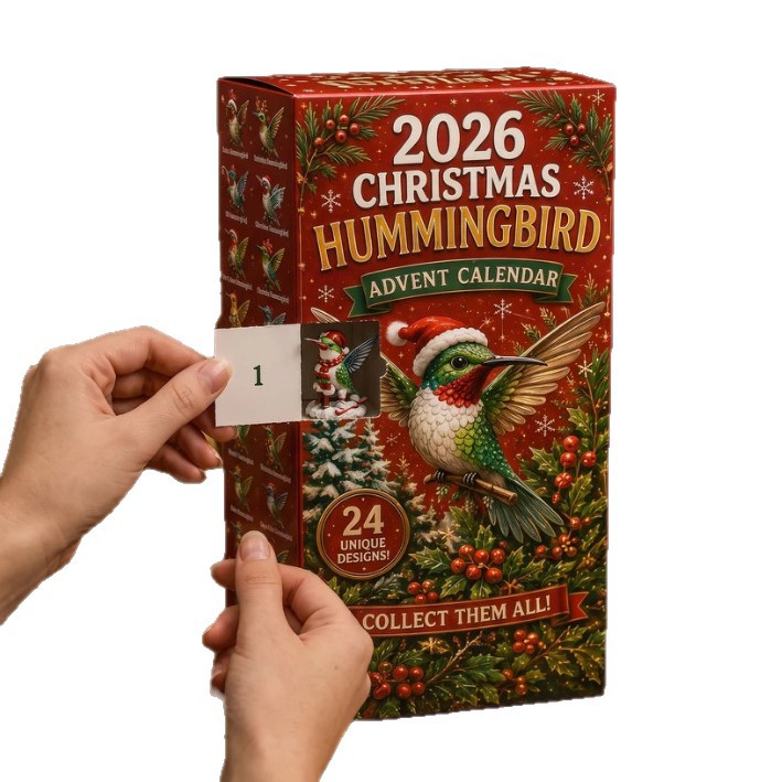 Christmas Advent Calendar Hummingbird, Acrylic, 26x18x3cm