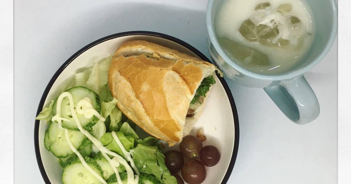 [Giảm cân - eat clean #d3] Bánh mì rau + sữa đậu nành ít đường _330.6 calo