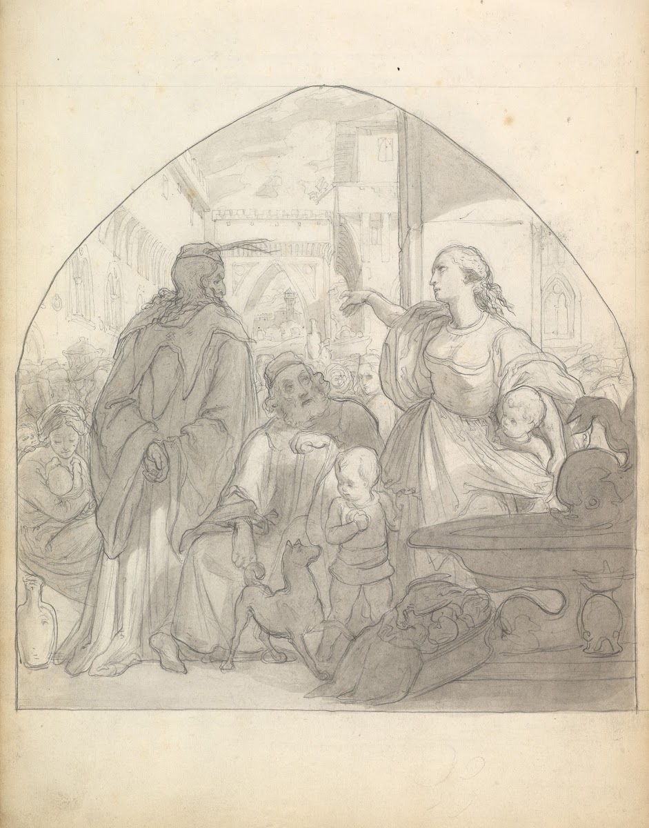 Scene in an Italian City with Figures Near a Fountain ca 1849