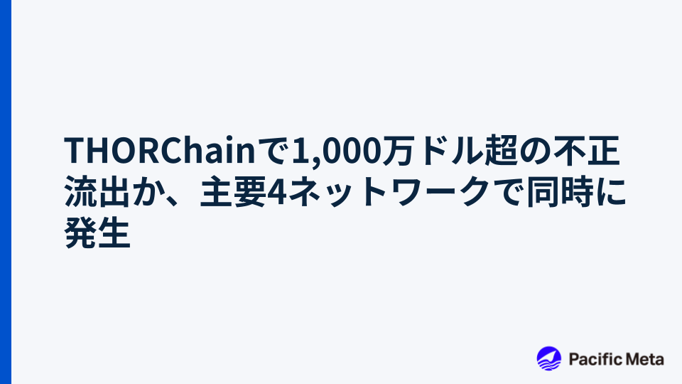 THORChainで1,000万ドル超の不正流出か、主要4ネットワークで同時に発生