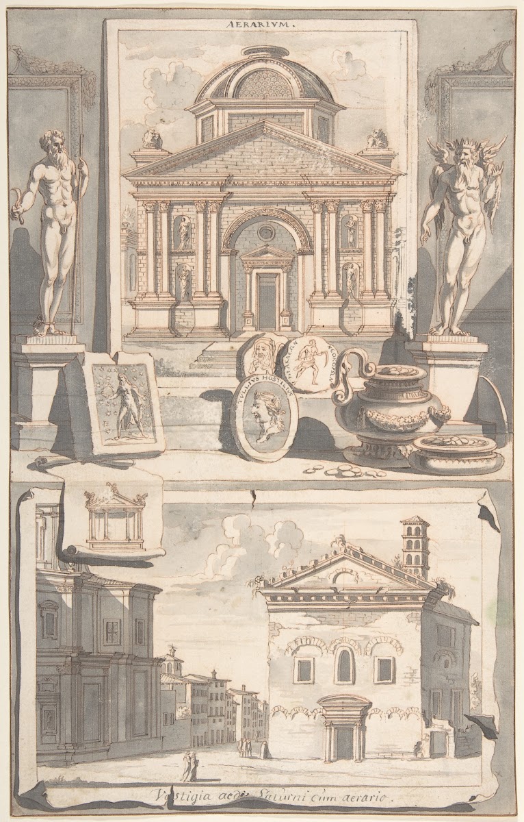 A Reconstruction of the Aerarium above and a View of the Ruins below before 1704