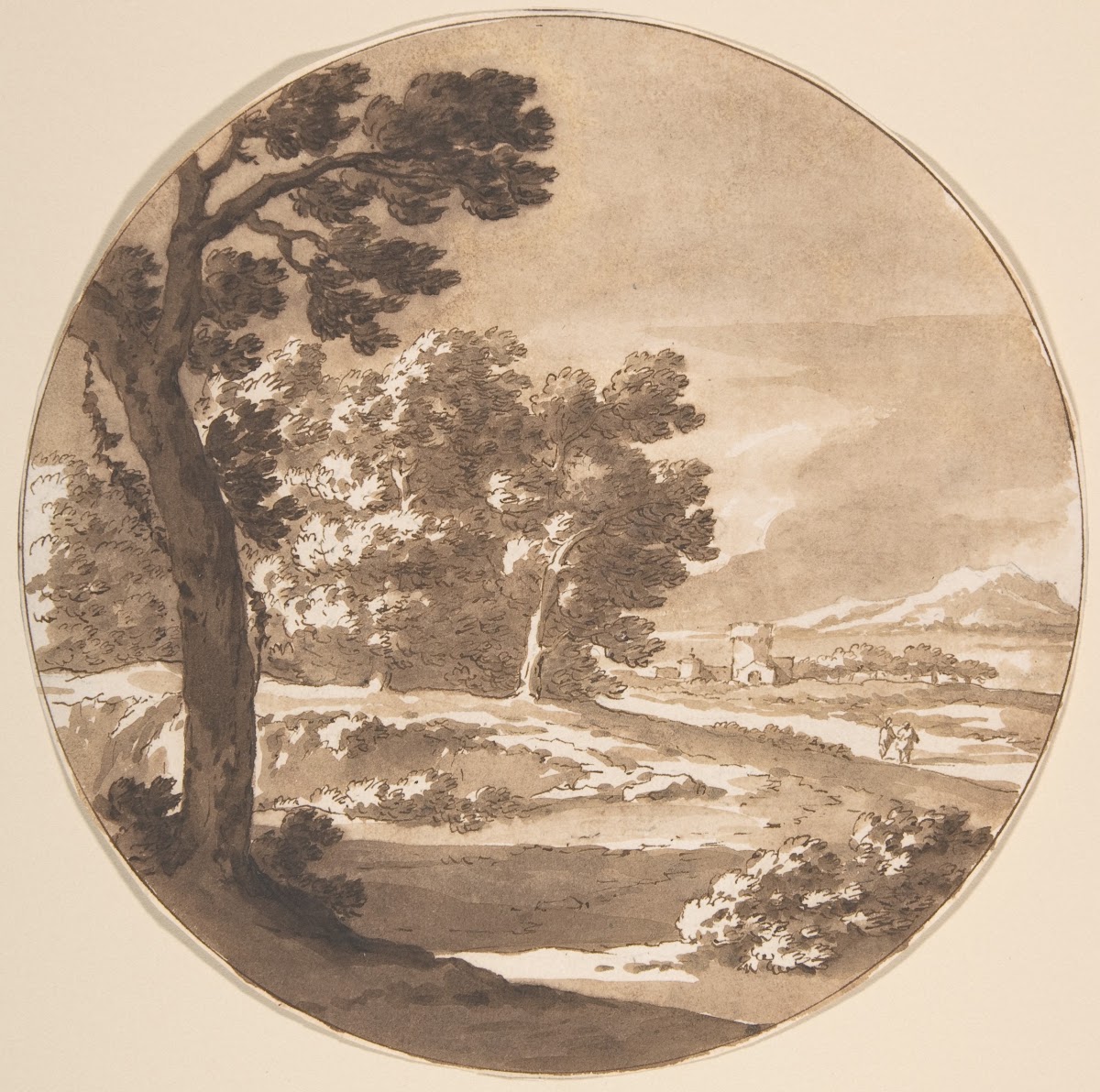Wooded Landscape with Figures on a Road mid 17thlate 17th century