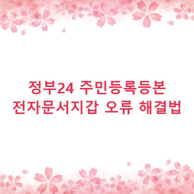 정부24 주민등록등본 전자문서지갑 오류 해결법