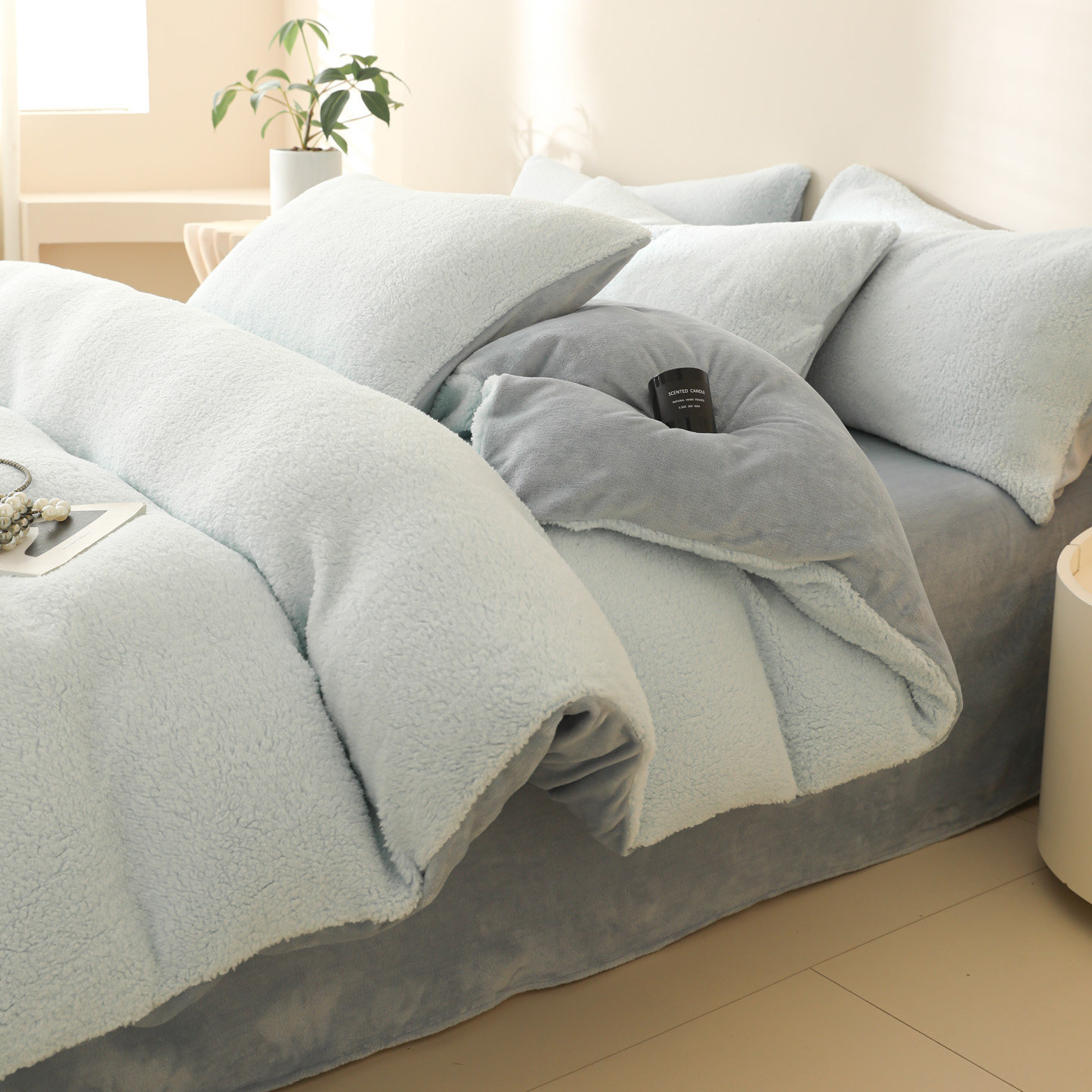 Teddy fleece bedding set, warming, 3- or 4-piece