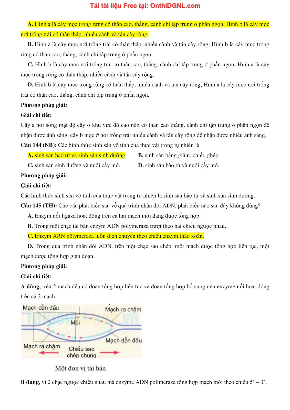 150 bài tập môn Sinh học - Ôn thi ĐGNL ĐHQG HN
