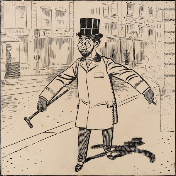 Five comic strip frames of man with string tied around his finger Pl3