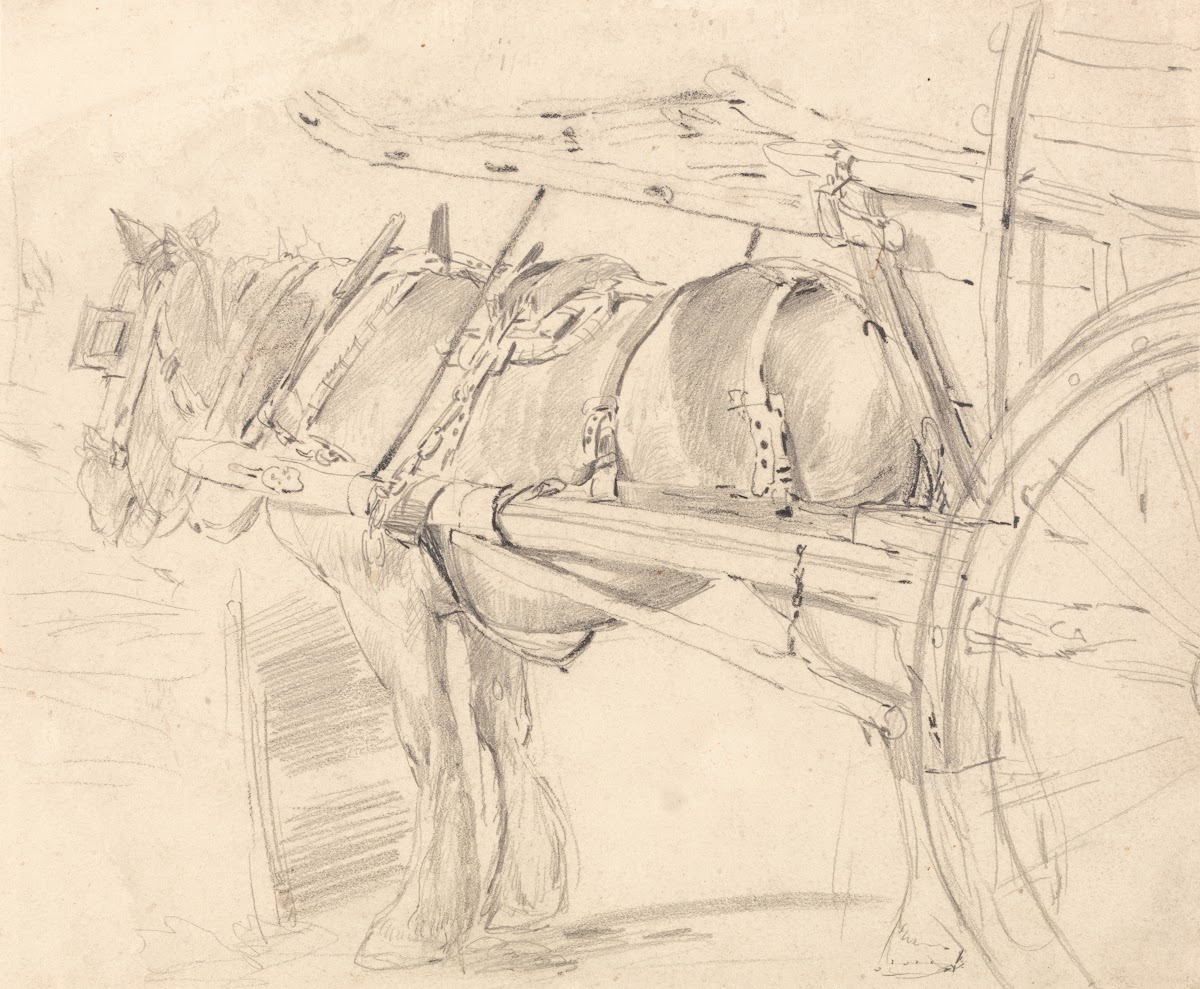 A Farm Horse Harnessed to a Cart Executed at or Near Canterbury c 1835