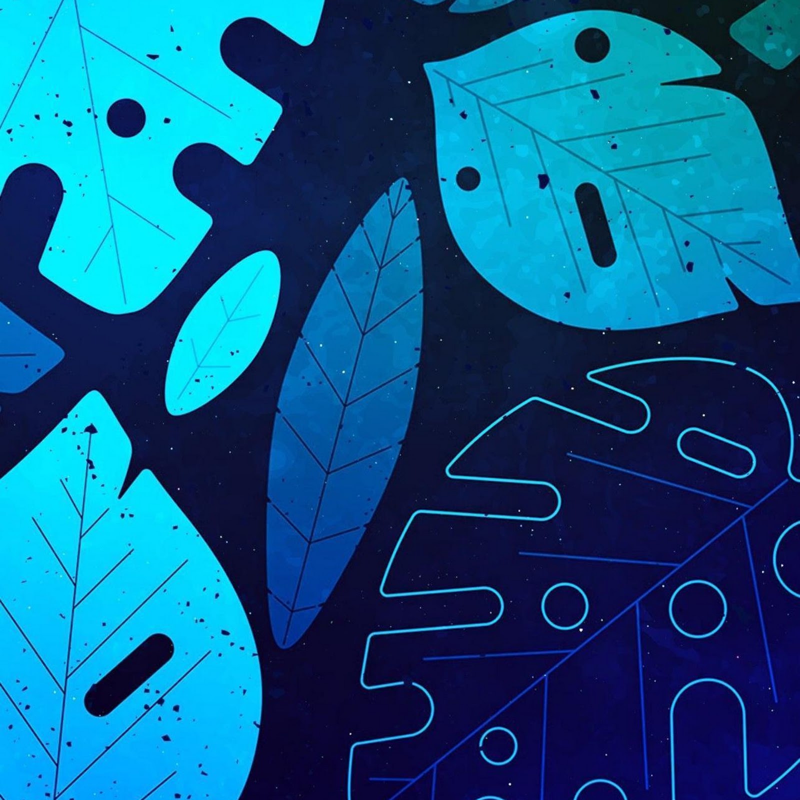 Download Abstract Blue Tropical Leaves Pattern Full HD iPhone