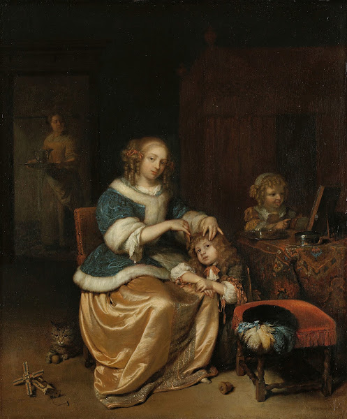 Interior with a Mother Combing her Childs Hair Known as Maternal Care 1669