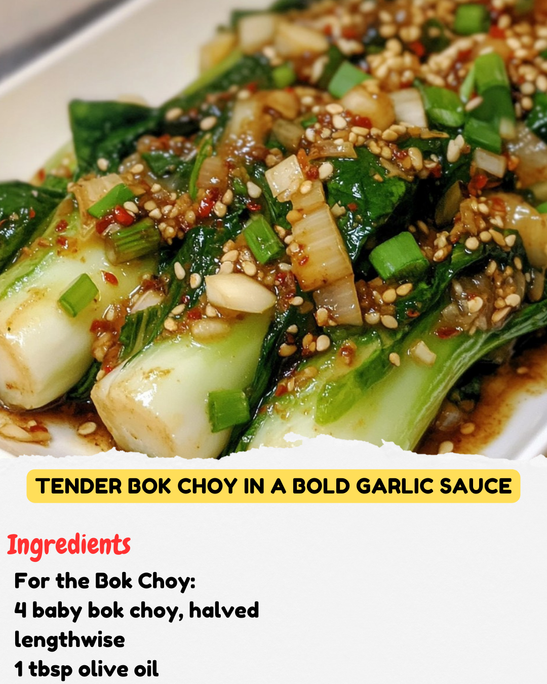 Tender Bok Choy in a Bold Garlic Sauce