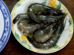 Thịt heo băm ướp với 1 muỗng canh nước và hành tím băm. Tôm rửa sạch, bỏ đầu, bóc vỏ giữ lại đuôi tôm cho đẹp mắt. Bí đao gọt bỏ vỏ, cắt khúc khoảng 1-1.5 cm. Dùng dao nhọn cắt bỏ phần ruột, rửa lại bí cho sạch. Cho tôm vào giữa miếng bí đao rồi dùng 1 chiếc muỗng nhỏ, xúc phần thịt đã xay nhồi vào từng miếng bí.