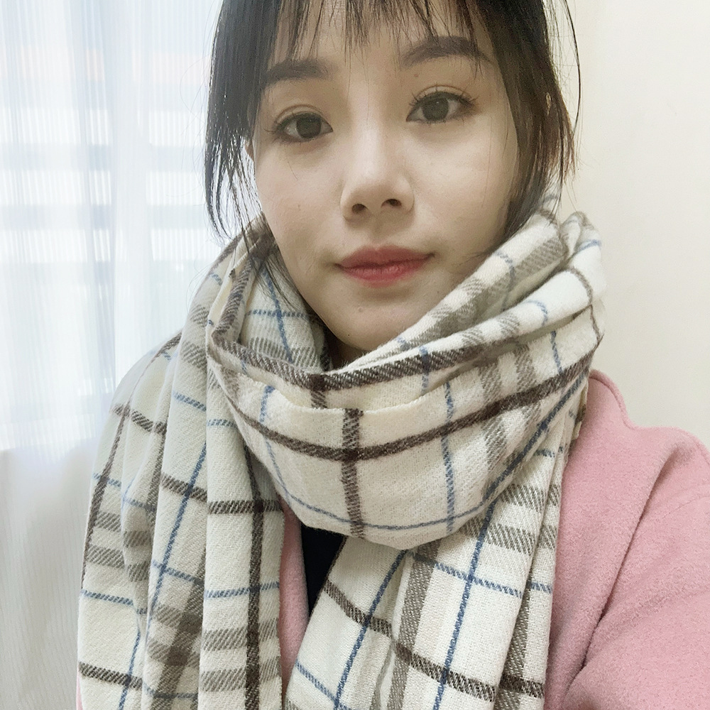 Thick checked winter scarf, 200x50cm