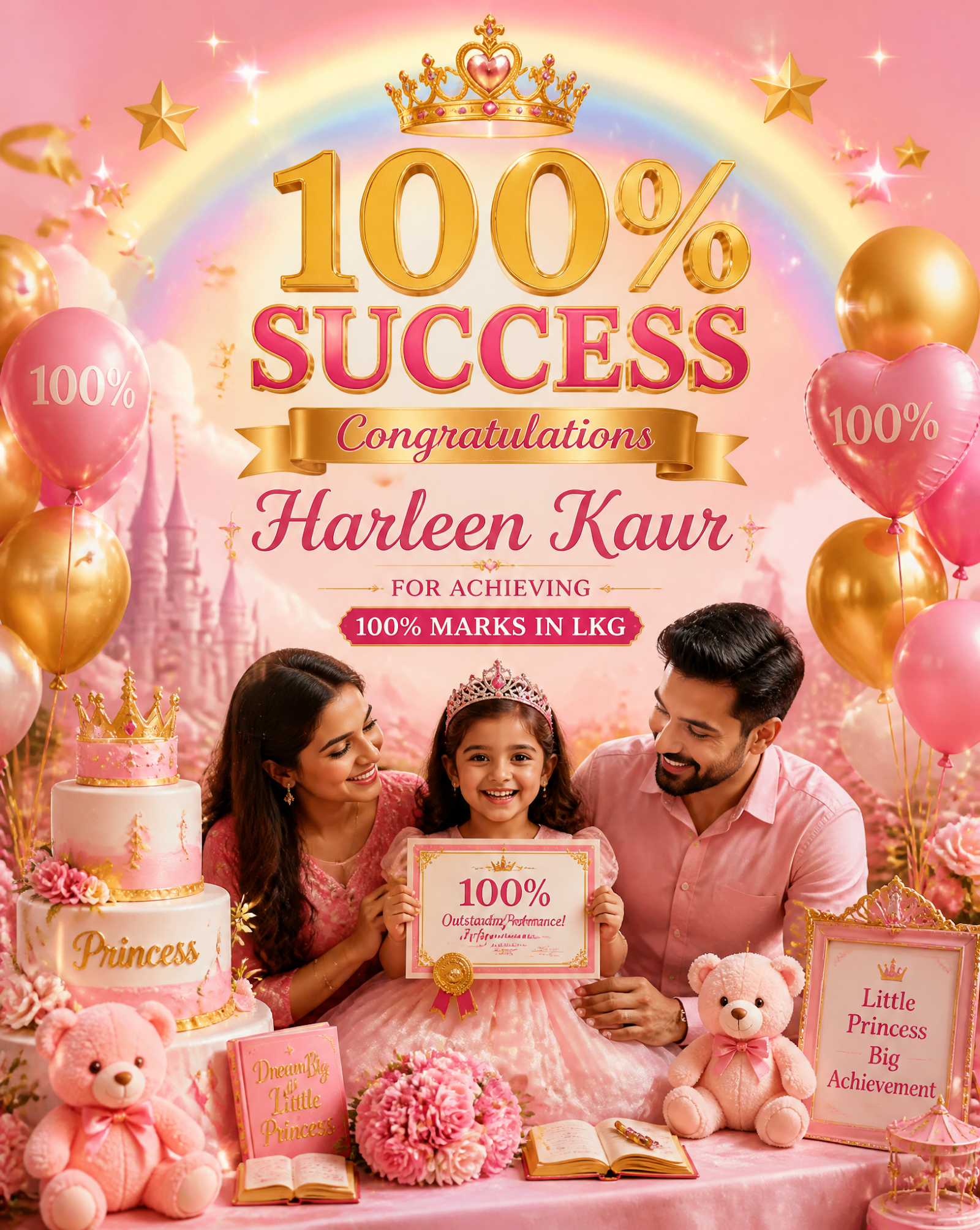 Póster de celebración premium con temática de princesas