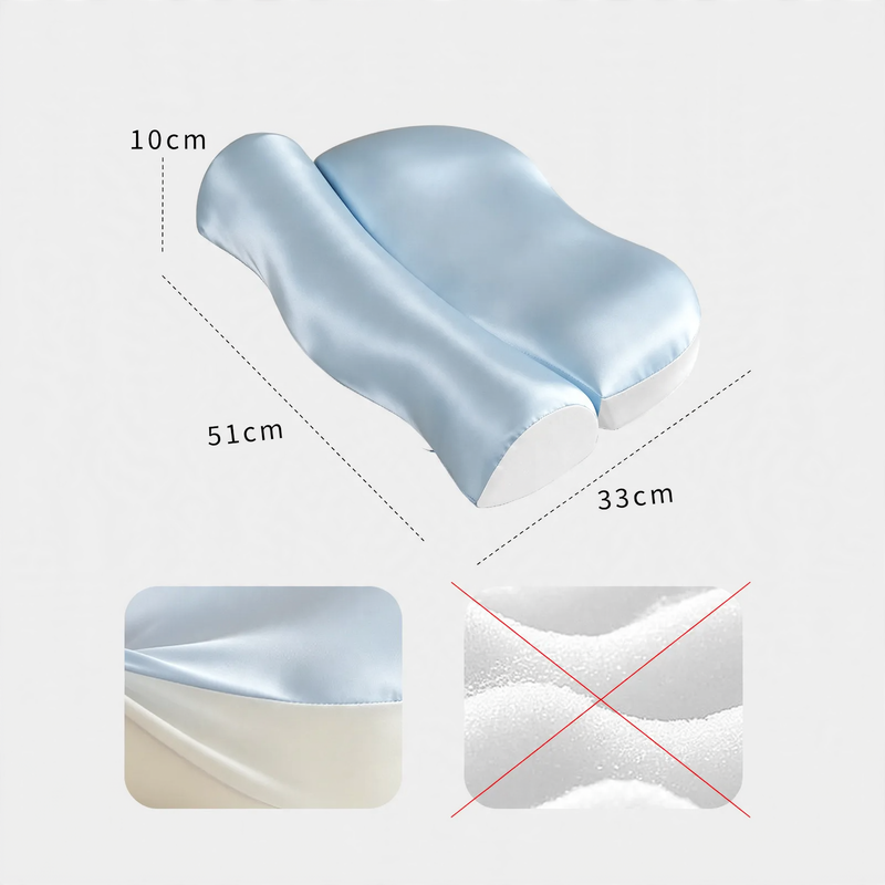Wave pillow made of memory foam with ice silk cover