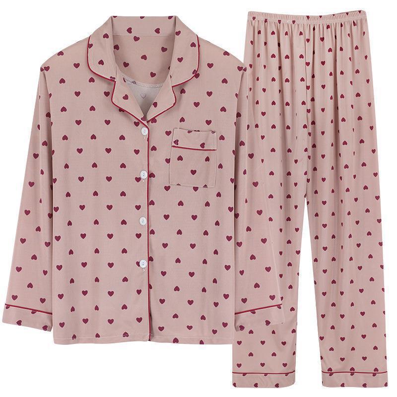 Damen-Pyjama-Set, langärmelig, kariert, gemütliche Hauskleidung