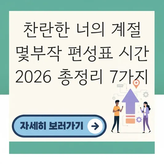 찬란한 너의 계절 몇부작 편성표 시간