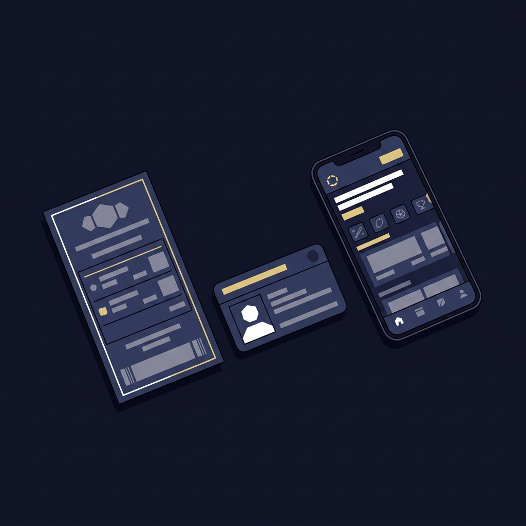 Close up 2D vector of a printed betting ticket beside a government id and a smartphone displaying a stylized flamingo sports book interface in Funded Plays colors
